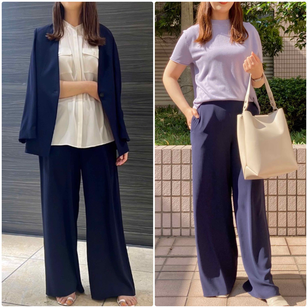 Theory - theory 23SS Powder Crepe ワイドプルオンパンツ 紺 S Theory - theory 23SS Powder Crepe ワイドプルオンパンツ 紺 S