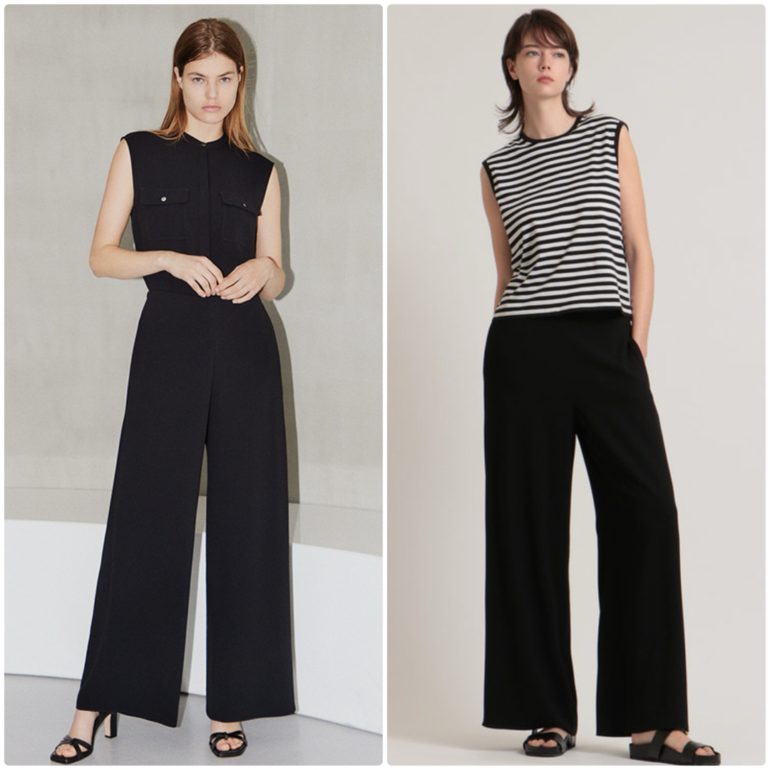 Theory - theory 23SS Powder Crepe ワイドプルオンパンツ 紺 S Theory - theory 23SS Powder Crepe ワイドプルオンパンツ 紺 S