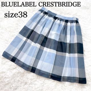 ブルーレーベルクレストブリッジ(BLUE LABEL CRESTBRIDGE)のブルーレーベルクレストブリッジ  ブルー　青　チェック　シフォン　スカート 38(ひざ丈スカート)