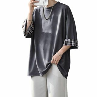 GUTHONG tシャツ メンズ 半袖 五分袖 夏服 大きいサイズ 丸襟 ゆった(その他)