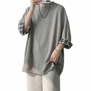 GUTHONG tシャツ メンズ 半袖 五分袖 夏服 大きいサイズ 丸襟 ゆった(その他)