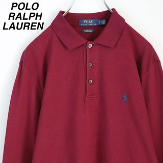 ポロラルフローレン(POLO RALPH LAUREN)の【美品】ポロラルフローレン／ポロシャツ　刺繍ロゴ　鹿の子　ボルドー　バーガンディ(ポロシャツ)