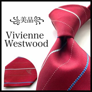 ヴィヴィアンウエストウッド(Vivienne Westwood)の꧁美品꧂ ヴィヴィアンウエストウッド ネクタイ ストライプ オーブロゴ レッド(ネクタイ)