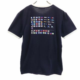 バーバリーブラックレーベル(BURBERRY BLACK LABEL)のバーバリーブラックレーベル 三陽商会 日本製 バックプリント 半袖 リンガー Tシャツ 2 ネイビー BURBERRY BLACK LABEL メンズ(Tシャツ/カットソー(半袖/袖なし))