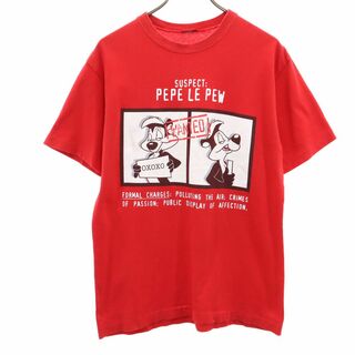 オールド 90s 半袖 ペペ・ル・ピュー Tシャツ レッド OLD PEPE LE PEW メンズ(Tシャツ/カットソー(半袖/袖なし))