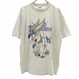 ナツメグ 90s オールド ワーナーブラザーズ バッグス・バニー プリント 半袖 Tシャツ L グレー NUTMEG MLB Bugs Bunny メンズ(Tシャツ/カットソー(半袖/袖なし))