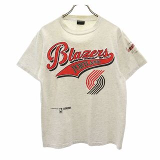 Changes 90s USA製 オールド プリント 半袖 Tシャツ L グレー Changes バスケットボール メンズ(Tシャツ/カットソー(半袖/袖なし))