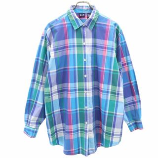 ギャップ(GAP)のギャップ 90s オールド 長袖 チェックシャツ L ブルー 他 GAP レディース(シャツ/ブラウス(長袖/七分))