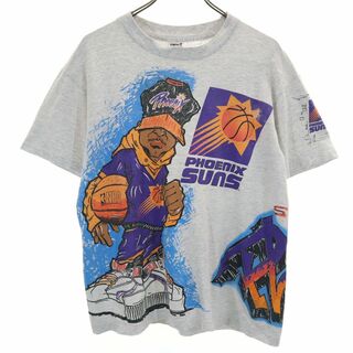 アンビル 90s USA製 NBA オールド プリント バスケットボール 半袖 Tシャツ M グレー anvil メンズ(Tシャツ/カットソー(半袖/袖なし))