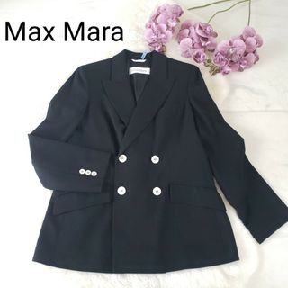 マックスマーラ(Max Mara)の美品MaxMara テーラードジャケット ダブル ブラック 40サイズ(テーラードジャケット)