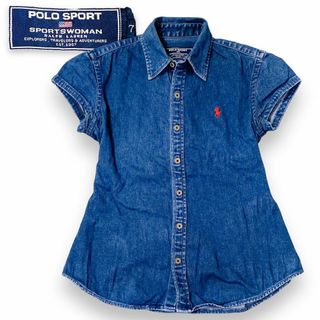 ポロラルフローレン(POLO RALPH LAUREN)のpolo ポロ ラルフローレン ロゴ刺繍 デニムシャツ ラルフ 半袖 デニム(カットソー(半袖/袖なし))