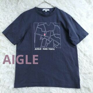 【希少】エーグル　AIGLE　原宿店開店記念限定Tシャツ　ネイビー　地図　マップ(Tシャツ(半袖/袖なし))