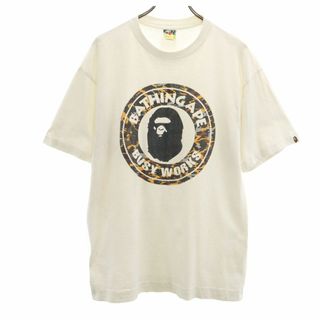 ベイプ 日本製 プリント 半袖 Tシャツ L ホワイト系 BAPE A BATHING APE メンズ(Tシャツ/カットソー(半袖/袖なし))