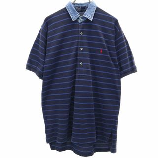 ポロバイラルフローレン ボーダー柄 半袖 ポロシャツ LL ネイビー Polo by Ralph Lauren メンズ(ポロシャツ)