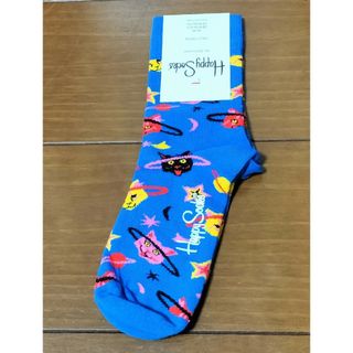 ハッピーソックス(Happy Socks)のハッピーソックス宇宙ネコ柄36-40(23-25.5cm）(ソックス)