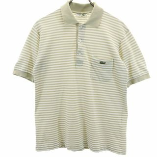 シュミーズラコステ ボーダー柄 半袖 鹿の子 ポロシャツ 4 ホワイト CHEMISE LACOSTE メンズ(ポロシャツ)