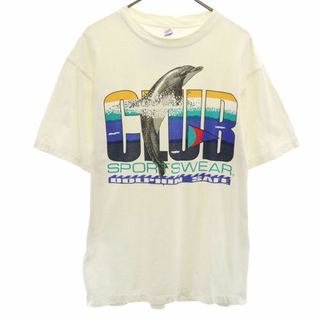 CLUB SPORTSWEAR 日本製 プリント 半袖 Tシャツ L ホワイト CLUB SPORTSWEAR メンズ(Tシャツ/カットソー(半袖/袖なし))