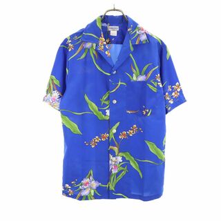 サンマリファッションズ 80s 90s オールド 半袖 オープンカラー アロハシャツ S ブルー SUNMARI FASHIONS メンズ(シャツ)
