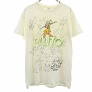 ザディズニーストア 90s USA製 オールド プリント プルート 半袖 Tシャツ M ベージュ THE Disney STORE メンズ(Tシャツ/カットソー(半袖/袖なし))