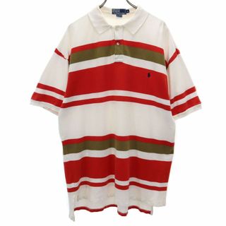 ポロバイラルフローレン ボーダー柄 半袖 ポロシャツ XL Polo by Ralph Lauren 鹿の子地 メンズ(ポロシャツ)