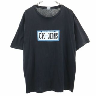 カルバンクラインジーンズ 90s USA製 オールド 半袖 Tシャツ L/XL ブラック Calvin klein Jeans メンズ(Tシャツ/カットソー(半袖/袖なし))