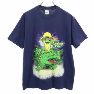 レインフォレストカフェ 90s 00s USA製 オールド 半袖 Tシャツ S ネイビー Rainforest Cafe メンズ(Tシャツ/カットソー(半袖/袖なし))