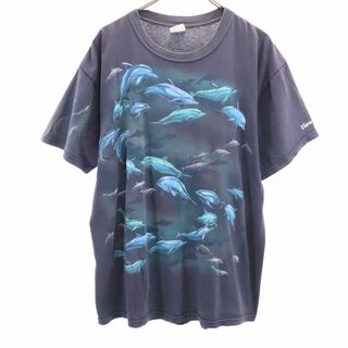 アンビル 90s オールド 半袖 Tシャツ XL ネイビー系 anvil イルカ メンズ(Tシャツ/カットソー(半袖/袖なし))