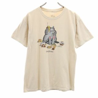 クリバンキャット 90s オールド クレイジーシャツ 半袖 Tシャツ ベージュ BKliban メンズ(Tシャツ/カットソー(半袖/袖なし))