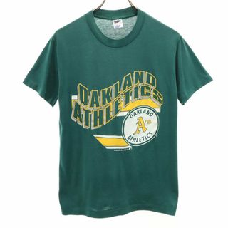 トレンチ 80s USA製 ヴィンテージ 半袖 オークランド アスレチックス Tシャツ M グリーン TRENCH Oakland Athletics メンズ(Tシャツ/カットソー(半袖/袖なし))