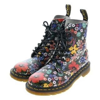 ドクターマーチン(Dr.Martens)のDr.Martens ブーツ UK4(22.5cm位) 黒x赤x緑等(花柄) 【古着】【中古】(ブーツ)