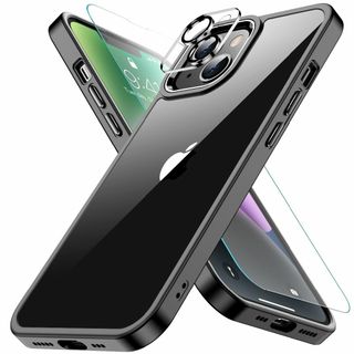 【色:ブラック】iPhone14 用 ケース ブラック 耐 カメラレンズ保護付き