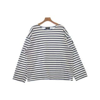 ルミノア(Le Minor)のLe minor Tシャツ・カットソー 4(XL位) 白x紺(ボーダー) 【古着】【中古】(Tシャツ/カットソー(半袖/袖なし))