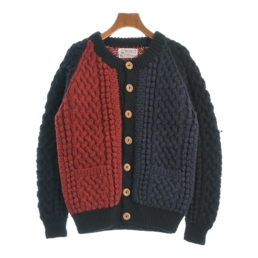 INVERALLAN インバーアラン カーディガン -(XS位) 赤x紺系 【古着】 INVERALLAN インバーアラン カーディガン -(XS位) 赤x紺系 【古着】