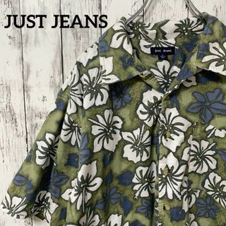 JUST JEANS USA古着 アロハシャツ 半袖シャツ 花柄 L メンズ(シャツ)