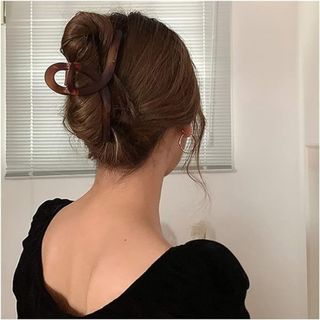 【新品】樹脂ヘアクリップ オフィス　シンプル　茶色　グラデ　大人っぽい　韓国(バレッタ/ヘアクリップ)