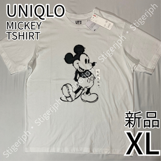 ユニクロ(UNIQLO)のユニクロ　ミッキースタンズ　ディズニー　Tシャツ　ホワイト　XLサイズ(Tシャツ/カットソー(半袖/袖なし))