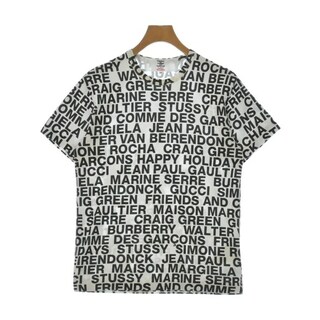 コムデギャルソン(COMME des GARCONS)のCOMME des GARCONS Tシャツ・カットソー M 白x黒(総柄) 【古着】【中古】(Tシャツ/カットソー(半袖/袖なし))