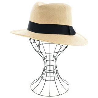 Genuine Panama Hat ストローハット - ベージュx黒 【古着】【中古】(麦わら帽子/ストローハット)