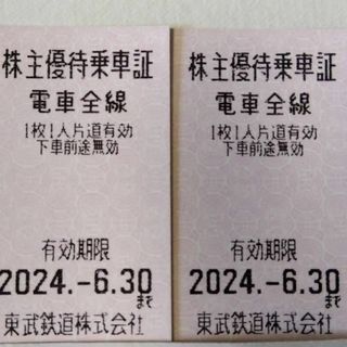 東武鉄道 株主優待 乗車券2枚