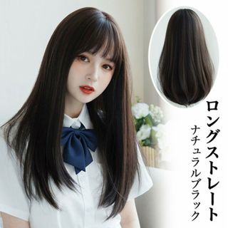 ウィッグ ストレート ロング ナチュラル ブラック 自然 黒 かつら 小顔 清楚(ロングストレート)