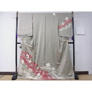 平和屋1■訪問着　色紙重ね花文　金彩　仮絵羽　上代28万　逸品　未使用　CAAB5745th(着物)