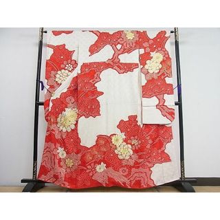 平和屋1■豪華振袖　駒刺繍　絞り　道長松葉花文　逸品　CAAB9411ut(振袖)