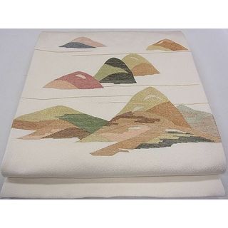 平和屋1◎太鼓柄袋帯　刺繍　遠山霞文　金糸　逸品　CAAB9124dx(帯)