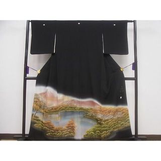 平和屋1■豪華黒留袖　作家物　手描き　古都の旅　富士山　暈し染め　逸品　CAAB6901ev(着物)