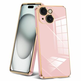 【色: ピンク】iPhone15 用ケース 耐衝撃 クリア TPU カメラレンズ(その他)