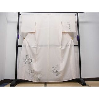 平和屋1■夏物　訪問着　絽　手描き　草花文　逸品　CAAB6496ua(着物)