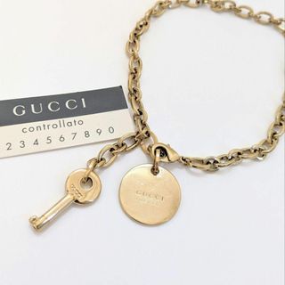 グッチ(Gucci)の美品✨グッチ ブレスレット 金 ゴールド 鍵 サークルプレート チェーン(ブレスレット/バングル)