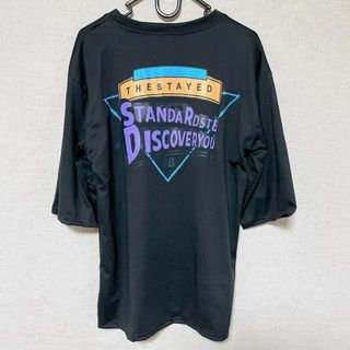 オーバーTシャツ 韓国　オーバーサイズ　ロゴ入り　半袖　ブラック ゆったり(Tシャツ(半袖/袖なし))