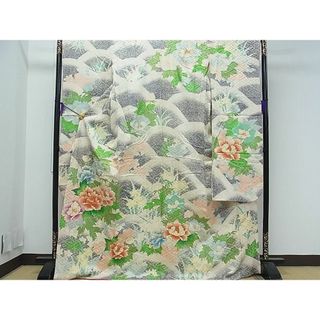 平和屋1■豪華振袖　駒刺繍　青海波牡丹　金彩　逸品　CAAB7744ch(振袖)