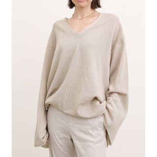 アパルトモンドゥーズィエムクラス(L'Appartement DEUXIEME CLASSE)のアパルトモン　COTTON SILK VNECK KNIT　サマーニット(ニット/セーター)